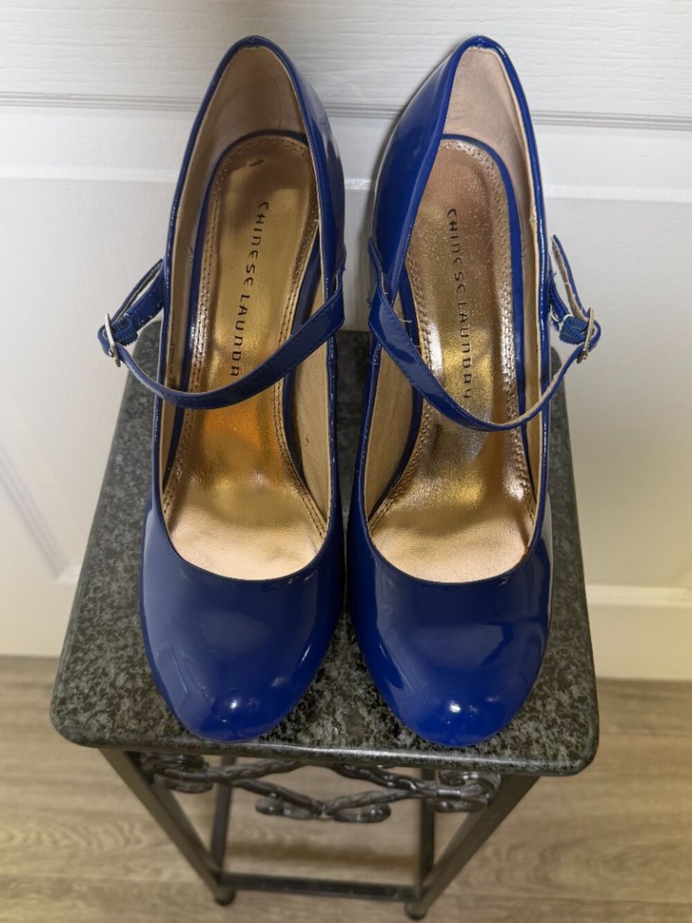Chinese Laundry Next To Me Blue Patent Leather Mary Jane Heels Size 10